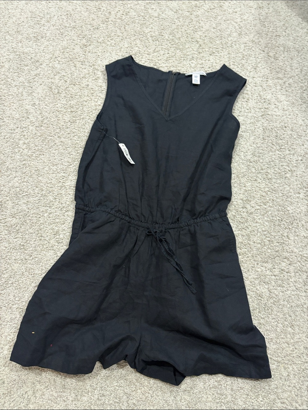 Amazon Essentials Black Sleeveless Linen-Blend Romper